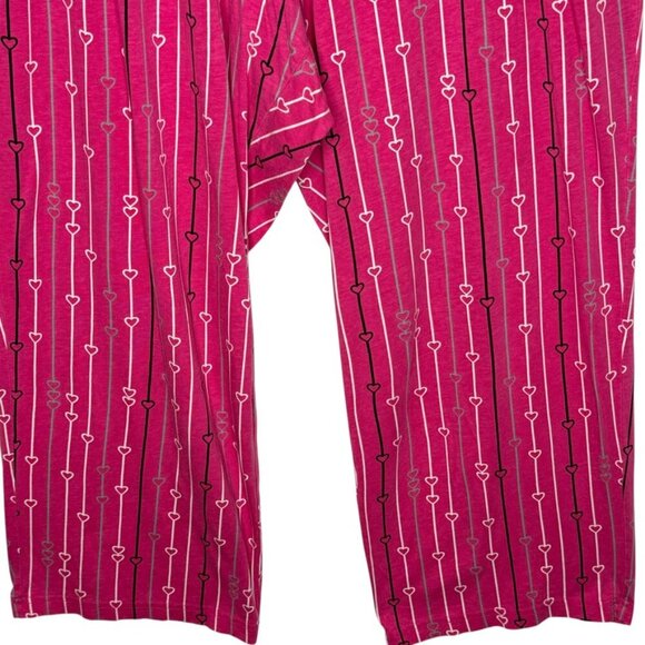 Cacique Pajama Set 3/4 Sleeve Top Matching Pants Sz 22/24 Striped Heart Pattern - Picture 3 of 14